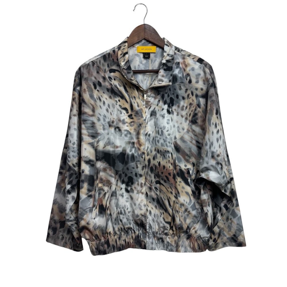 St. John Polyester Zip-Up Leopard Print Jacket sz Large